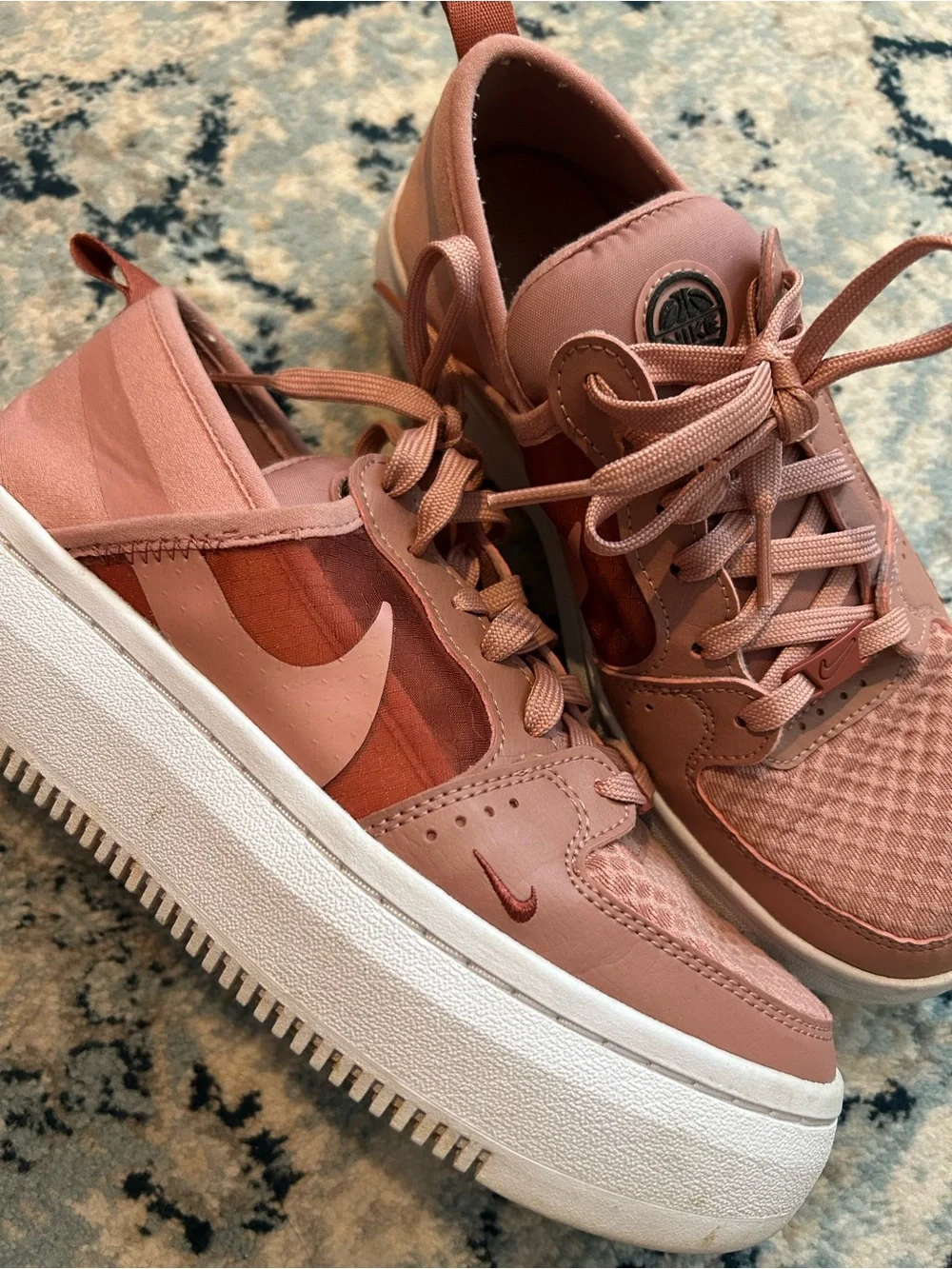 Nike Court Vision Alta platform sneakers in rust pink